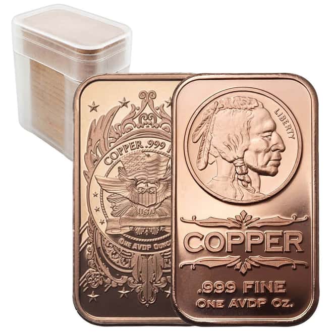 Tube of 20 - 1 oz Indian Head Copper Bar .999 Fine
