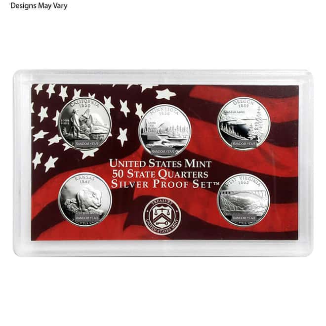 US Mint 50 State Quarters Proof Silver 5-Coin Set (Random Year)