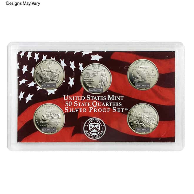 US Mint 50 State Quarters Proof Silver 5-Coin Set (Random Year)