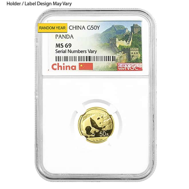 3 Gram Chinese Gold Panda NGC / PCGS MS 69 (Random Year)
