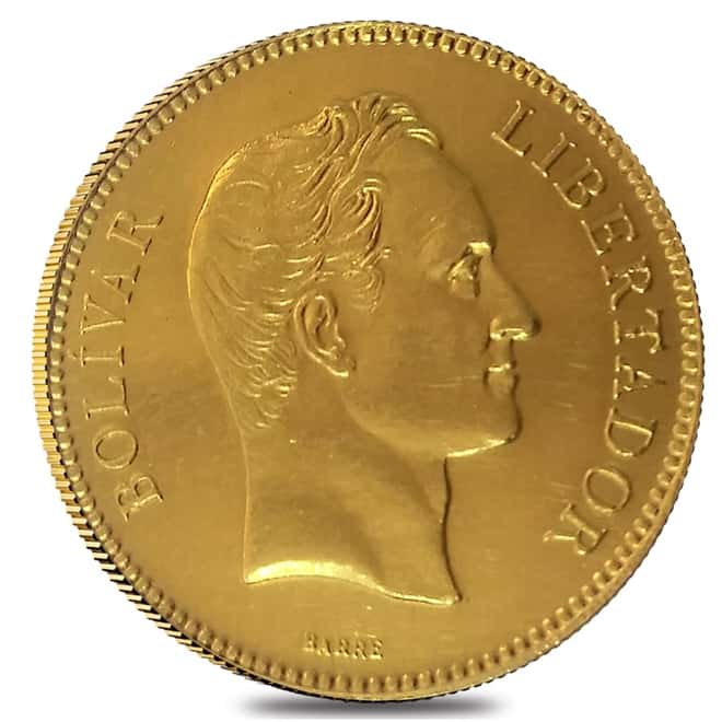 Venezuela 100 Bolivares Gold Coin AGW .9334 oz Cleaned (Random Year, 1886-1889)