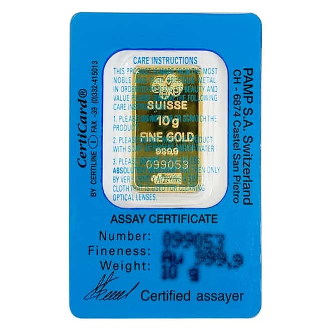 Vintage Assay - 10 gram Gold Bar PAMP Suisse Rosa .9999 Fine