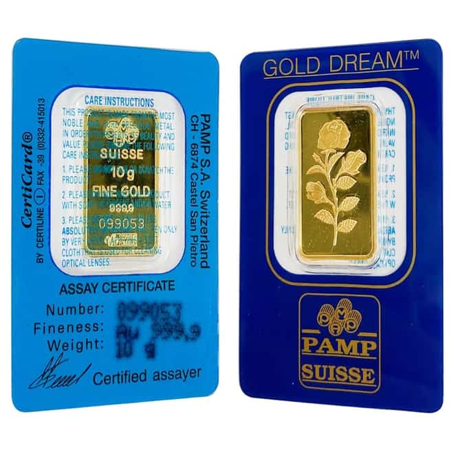Vintage Assay - 10 gram Gold Bar PAMP Suisse Rosa .9999 Fine