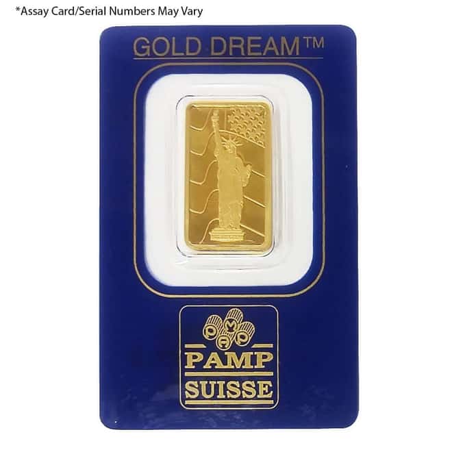 Vintage Assay - 2.5 gram Gold Bar PAMP Suisse - Statue of Liberty .9999 Fine