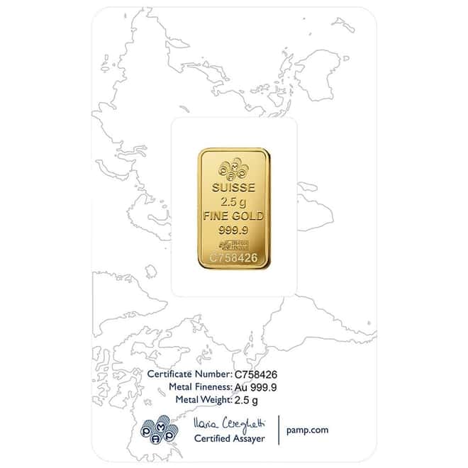 Vintage Assay - 2.5 gram Gold Bar PAMP Suisse Rosa .9999 Fine