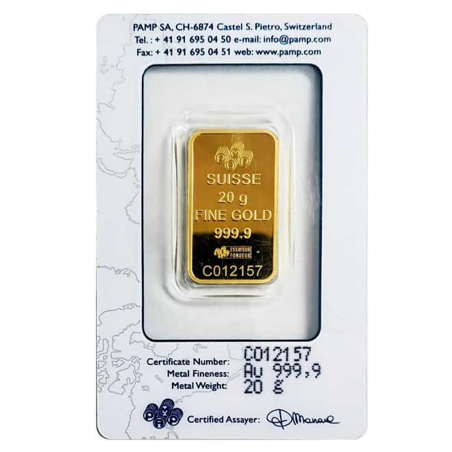 Vintage Assay - 20 Gram PAMP Suisse Lady Fortuna Gold Bar .9999 Fine