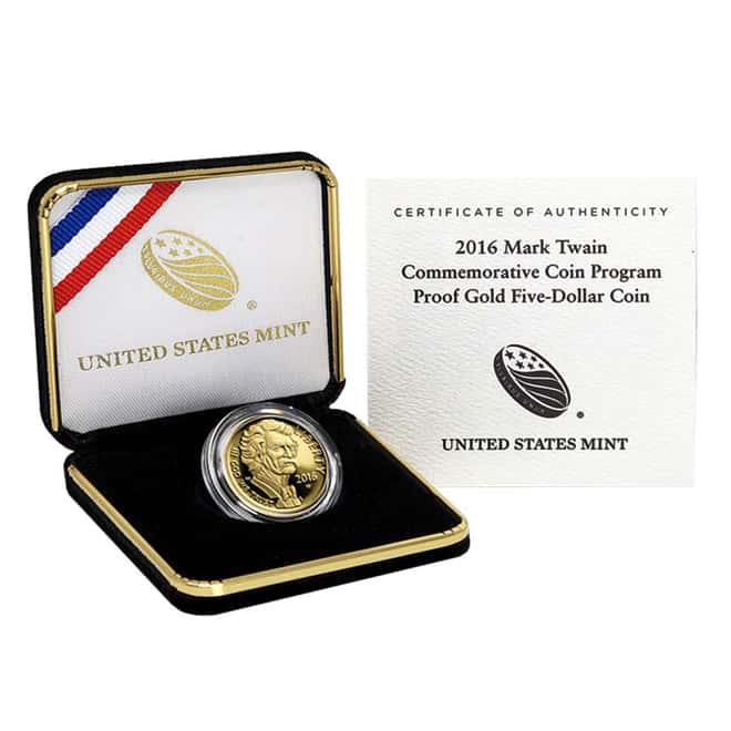 2016-W Gold $5 Commemorative Mark Twain Proof (w/Box & COA)