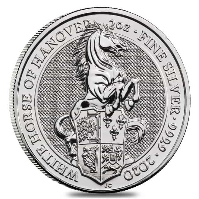 2020 Great Britain 2 oz Silver Queen's Beasts White Horse of Hanover Coin .9999 Fine BU