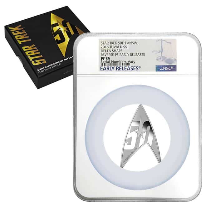 2016 1 oz Tuvalu Star Trek Delta Silver Coin NGC PF 69 Early Releases (w/Box & COA)