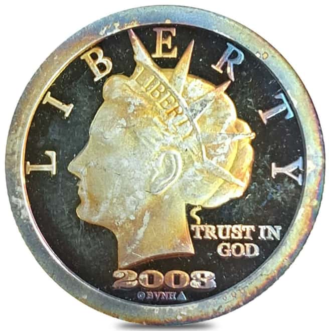 2008 1/10 oz NORFED Liberty Dollar Silver Round .999 Fine