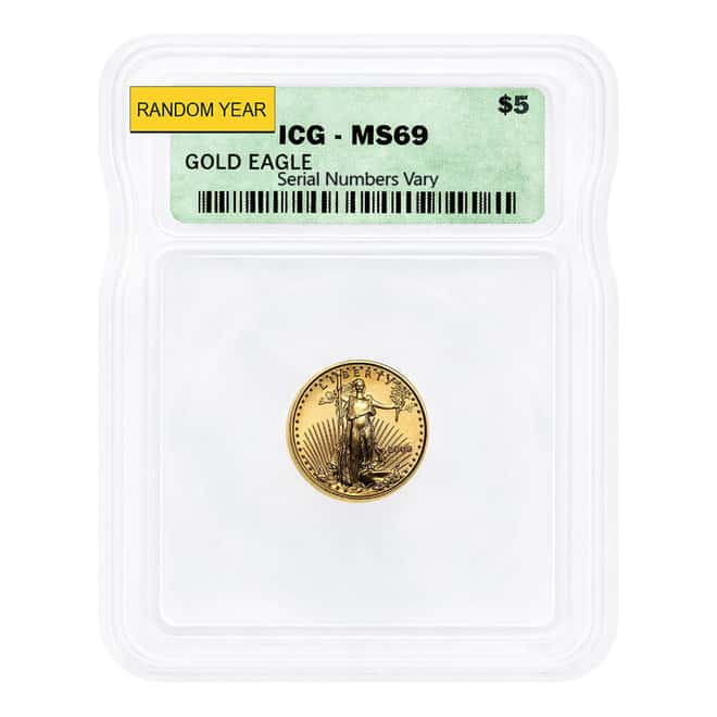 1/10 oz $5 Gold American Eagle ICG MS 69 (Random Year)