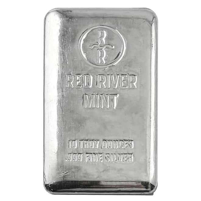 10 oz Red River Mint Silver Cast Bar .999 Fine