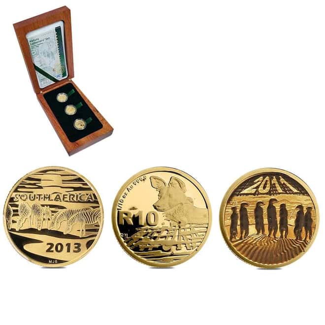 2011-2013 0.3 oz South Africa Nature's Families Natura Proof Gold 3-Coin Set
