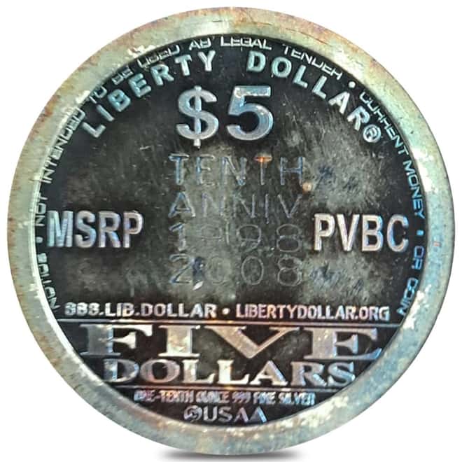 2008 1/10 oz NORFED Liberty Dollar Silver Round .999 Fine