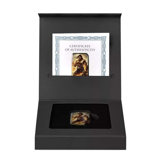 2024 2 oz Germania Mint Gods Tyr Colorized Cast Silver Bar