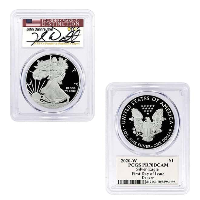 2020-W 1 oz Proof Silver American Eagle 3-Coin Set PCGS PF 70 FD (Dannreuther)