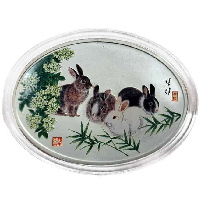 2011 1 oz Chinese Lunar Rabbit Silver Oval Medal .999 Fine