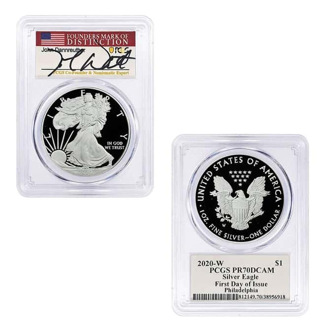 2020-W 1 oz Proof Silver American Eagle 3-Coin Set PCGS PF 70 FD (Dannreuther)