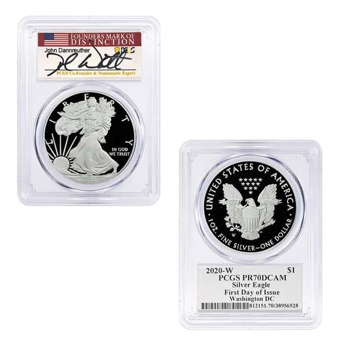 2020-W 1 oz Proof Silver American Eagle 3-Coin Set PCGS PF 70 FD (Dannreuther)