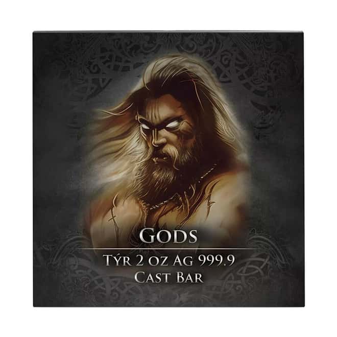 2024 2 oz Germania Mint Gods Tyr Colorized Cast Silver Bar