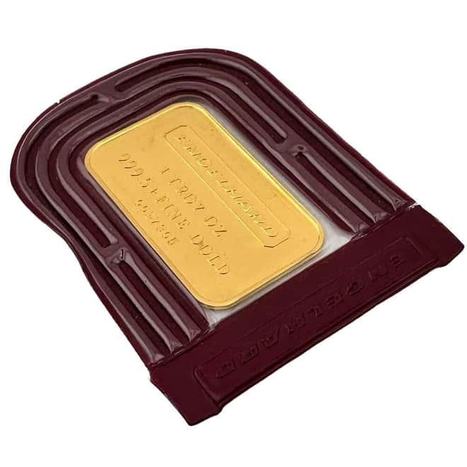 1 oz Engelhard Gold Vintage Bar Frosted Back .9995+ Fine (Original Seal)