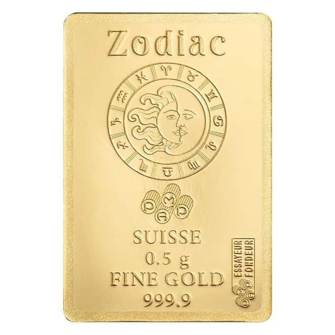 1/2 Gram PAMP Suisse Cancer Zodiac Gold Bar (in Assay)