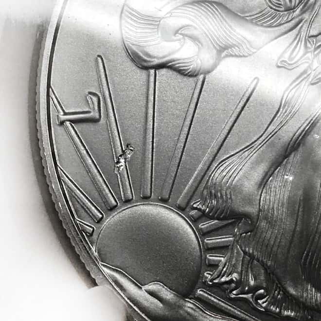 2017 1 oz Silver American Eagle NGC MS 69 ER Mint Error (Obverse Struck Thru) #2