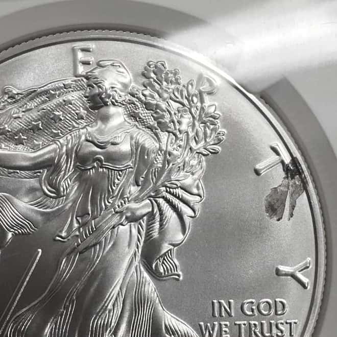 2017 1 oz Silver American Eagle NGC MS 69 ER Mint Error (Obverse Struck Thru) #3