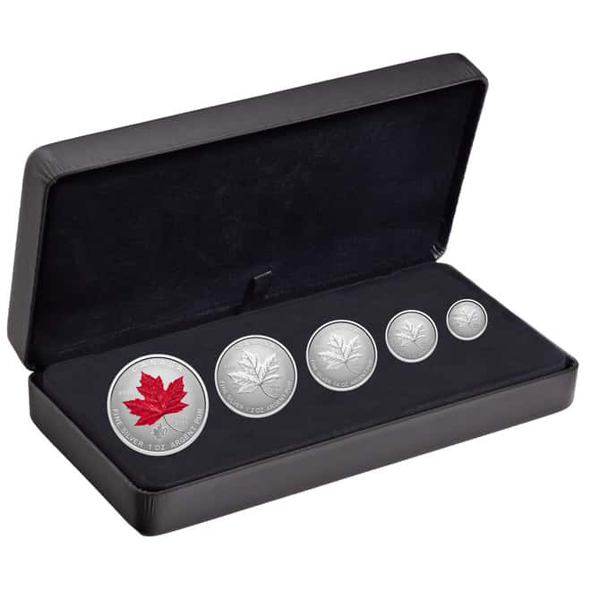 2025 Canada 1.9 oz Silver Maple Canadian Flag 60th Ann 5-Coin Set