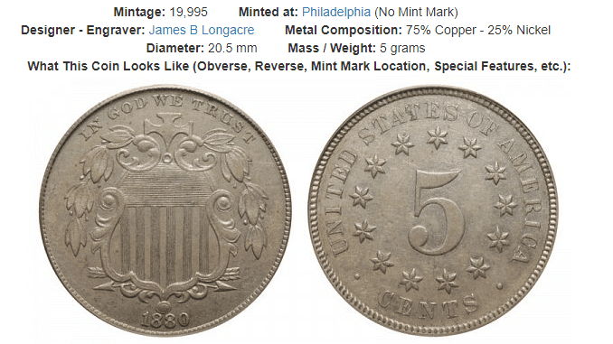 1880 Shield Nickel
