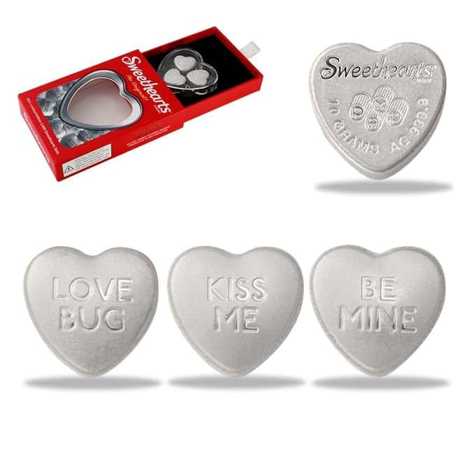 30 gram Silver Sweethearts Candy 3-Heart Set