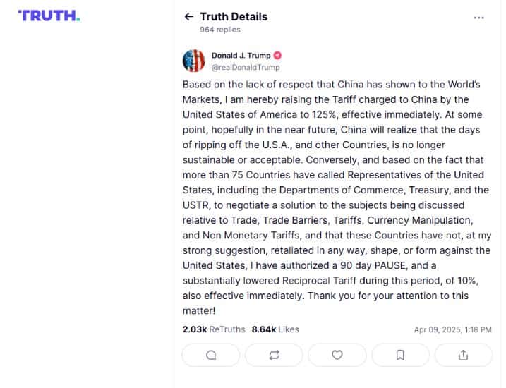 truth social post 04.09.2025