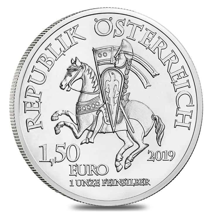 Duke Leopold V's equestrian banner features on the coin's reverse
