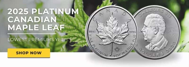 2025 1 oz Platinum Canadian Maple Leaf $50 Coin BU
