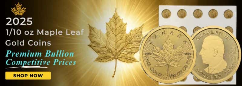 2025 1/10 oz Canadian Gold Maple Leaf $5 Coin BU