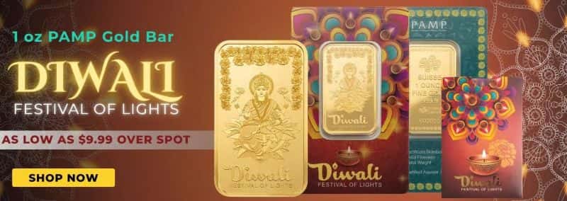 1 oz PAMP Suisse Diwali Lakshmi Gold Bar .9999 Fine (Rangoli Assay)