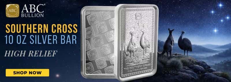 10 oz ABC Bullion The Southern Cross Silver Bar High Relief .9999 Fine