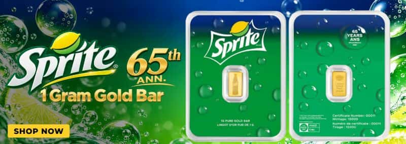 1 Gram Sprite® 65th Ann. Gold Bar .9999 (in TEP)