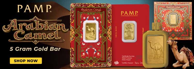 5 Gram PAMP Suisse Arabian Camel Gold Bar .9999 Fine
