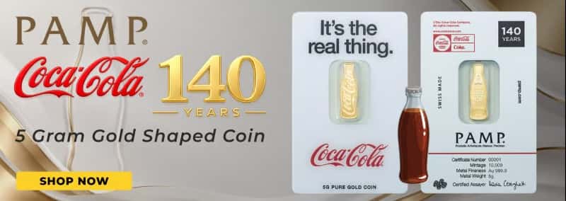 5 Gram PAMP Suisse Coca-Cola® 140 Years Shaped Gold Coin (in Assay)