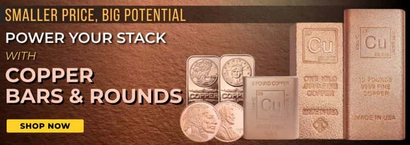 Copper bullion bars and rounds
