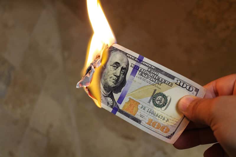 Burning dollar