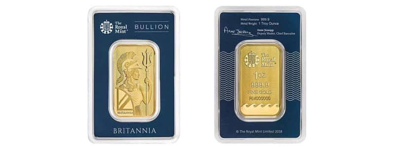 1 oz Britannia Gold Bar .9999 Fine (In Assay)