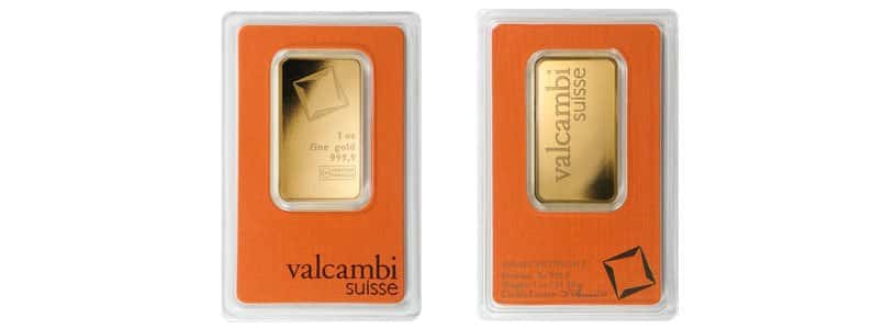 1 oz Gold Bar Valcambi Suisse .9999 Fine (In Assay)
