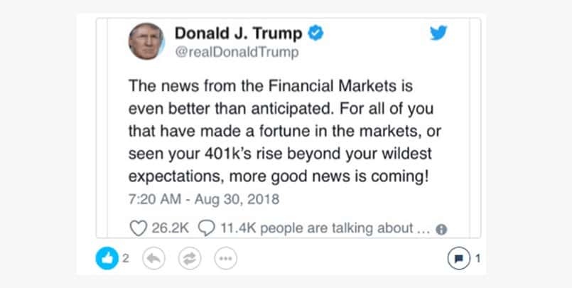 Trump Cheers Market on Twitter