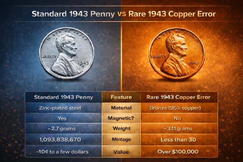 1943 Wheat Penny Comparison Chart