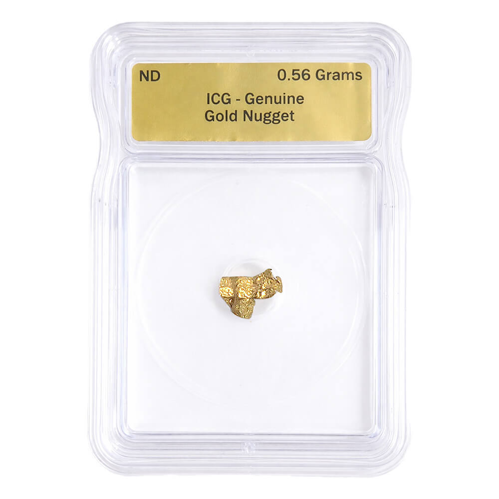 0.56 Gram Gold Nugget ICG Genuine