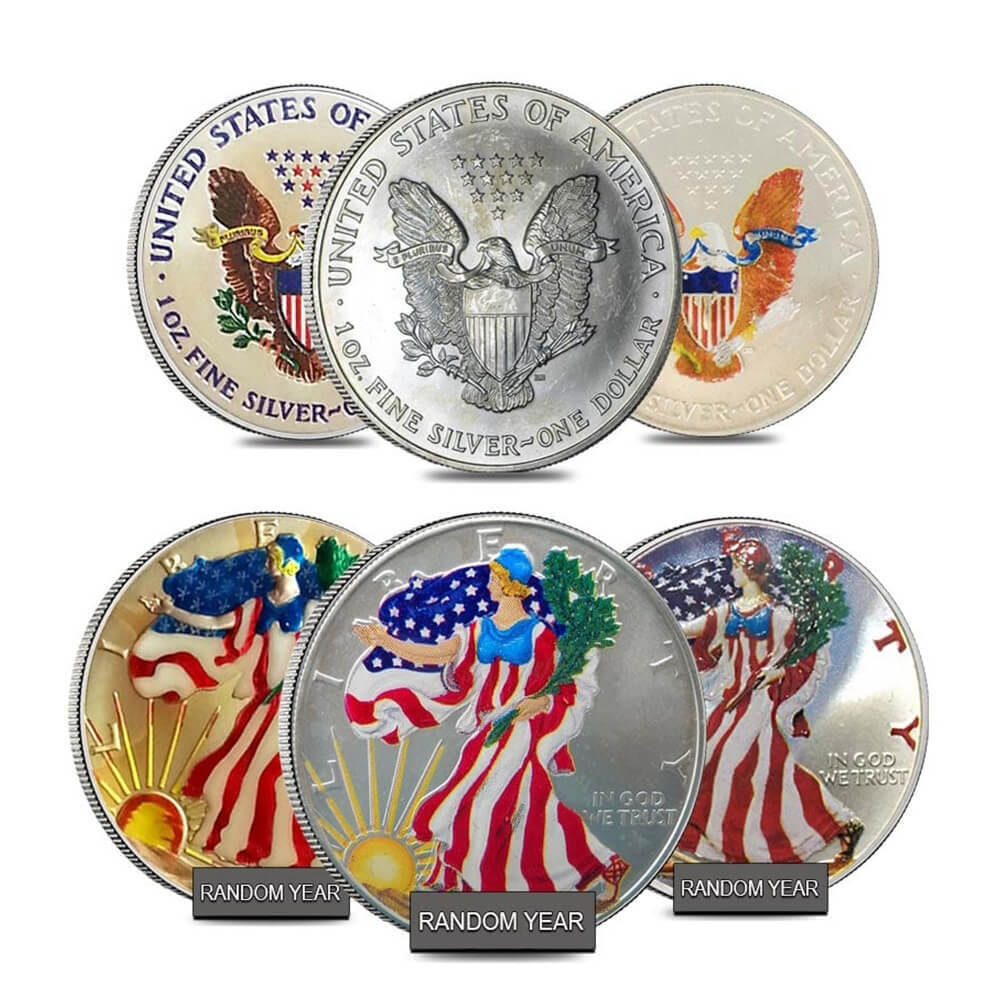 1 oz Silver Eagle Colorized Coin Random Year | Bullion Exchanges
