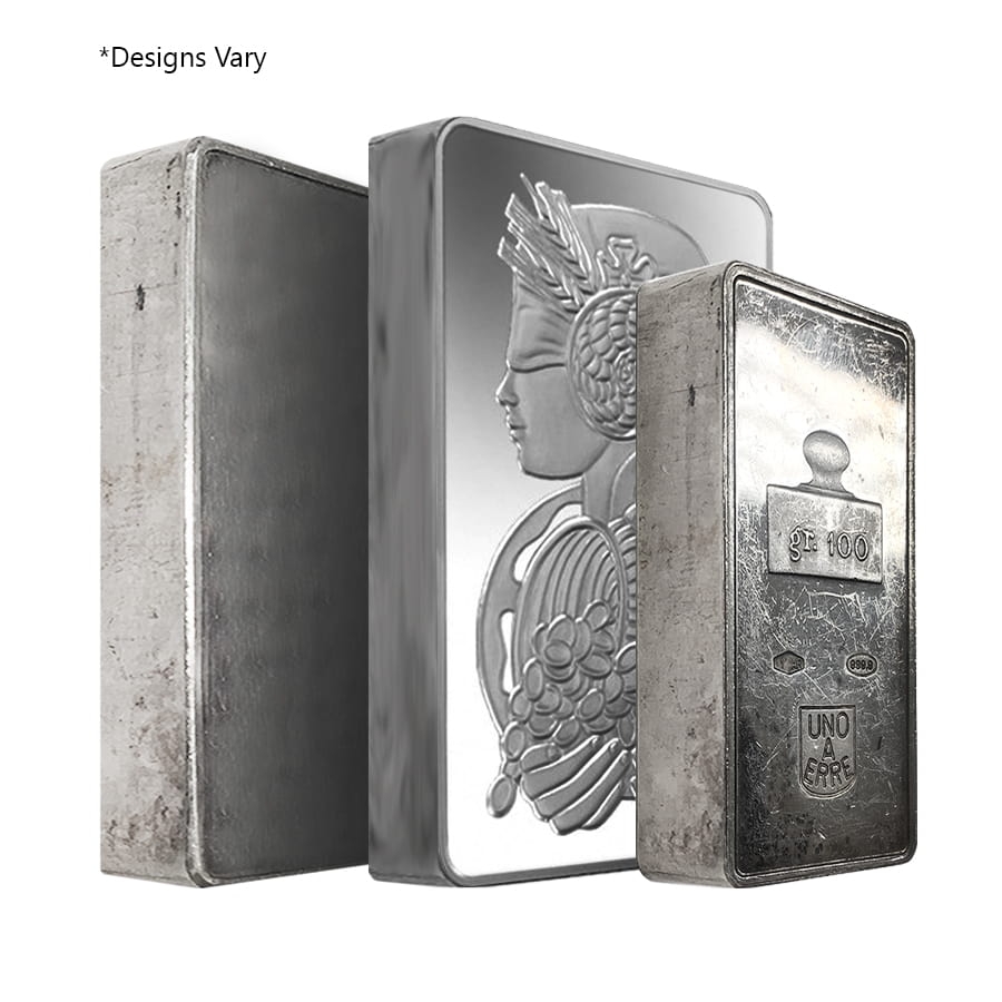 100 Gram Generic Silver Bars .999 Fine