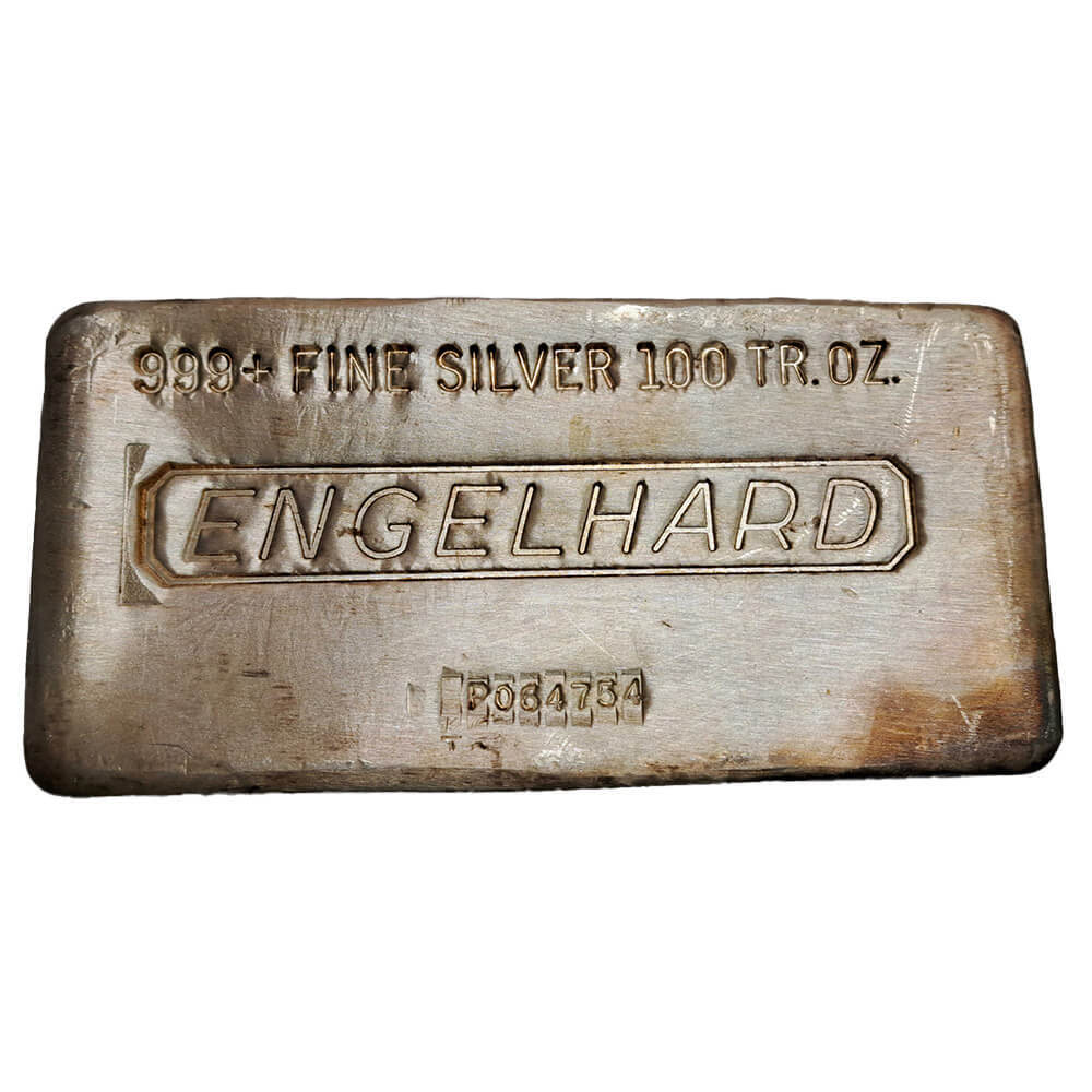 100 oz Engelhard Silver Bar 6th Series P Serial Prefix